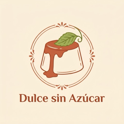 Logo Dulce sin Azúcar: flan con hoja de stevia